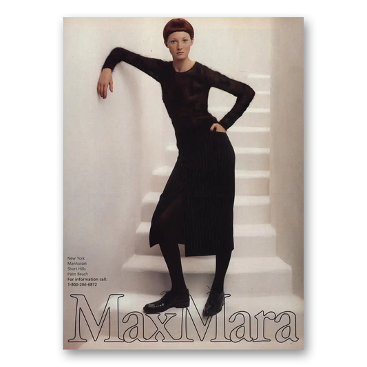 1998 Max Mara Fashion Black Dress Vintage Magazine Print Ad