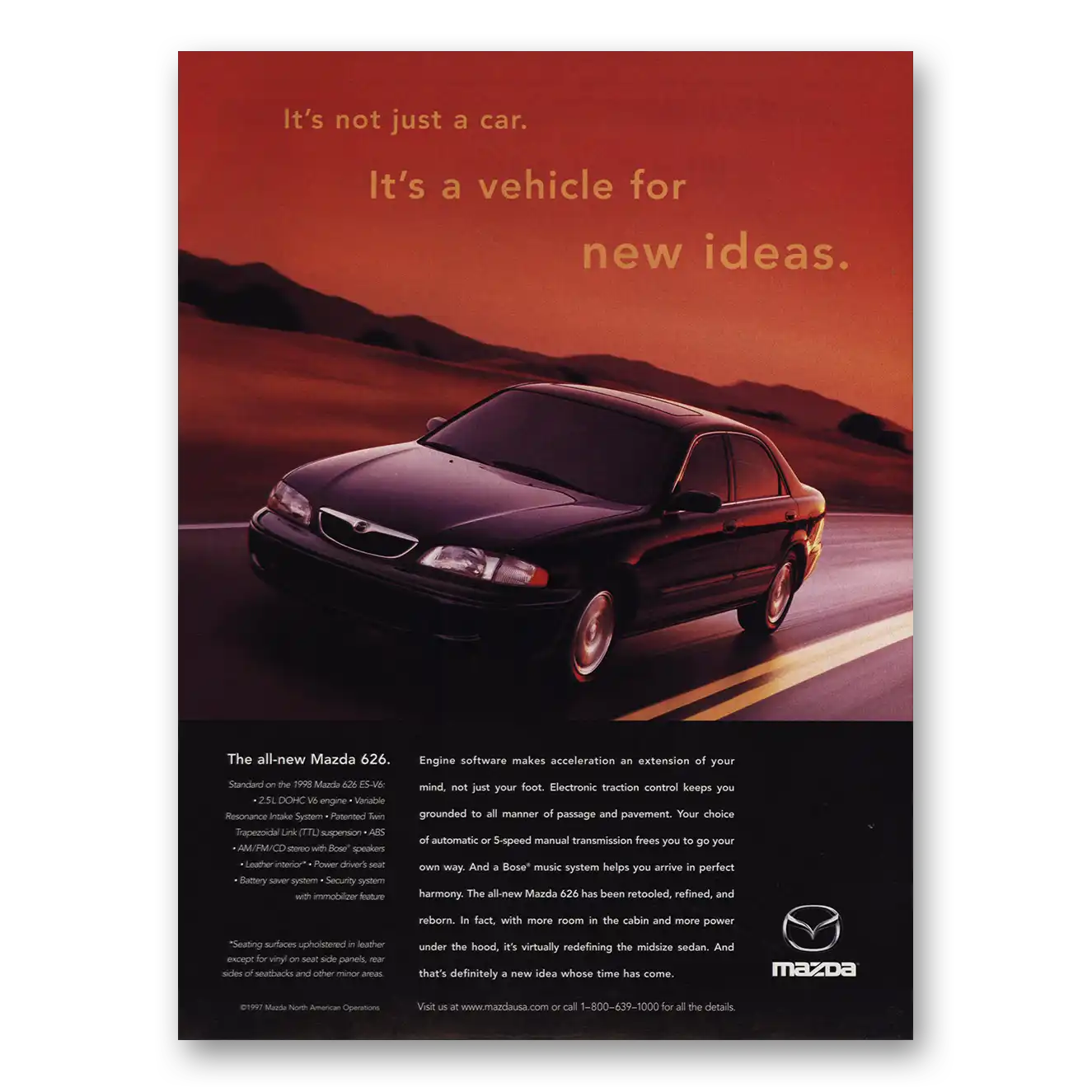 1998 Mazda Vehicle for New Ideas Vintage Magazine Print Ad