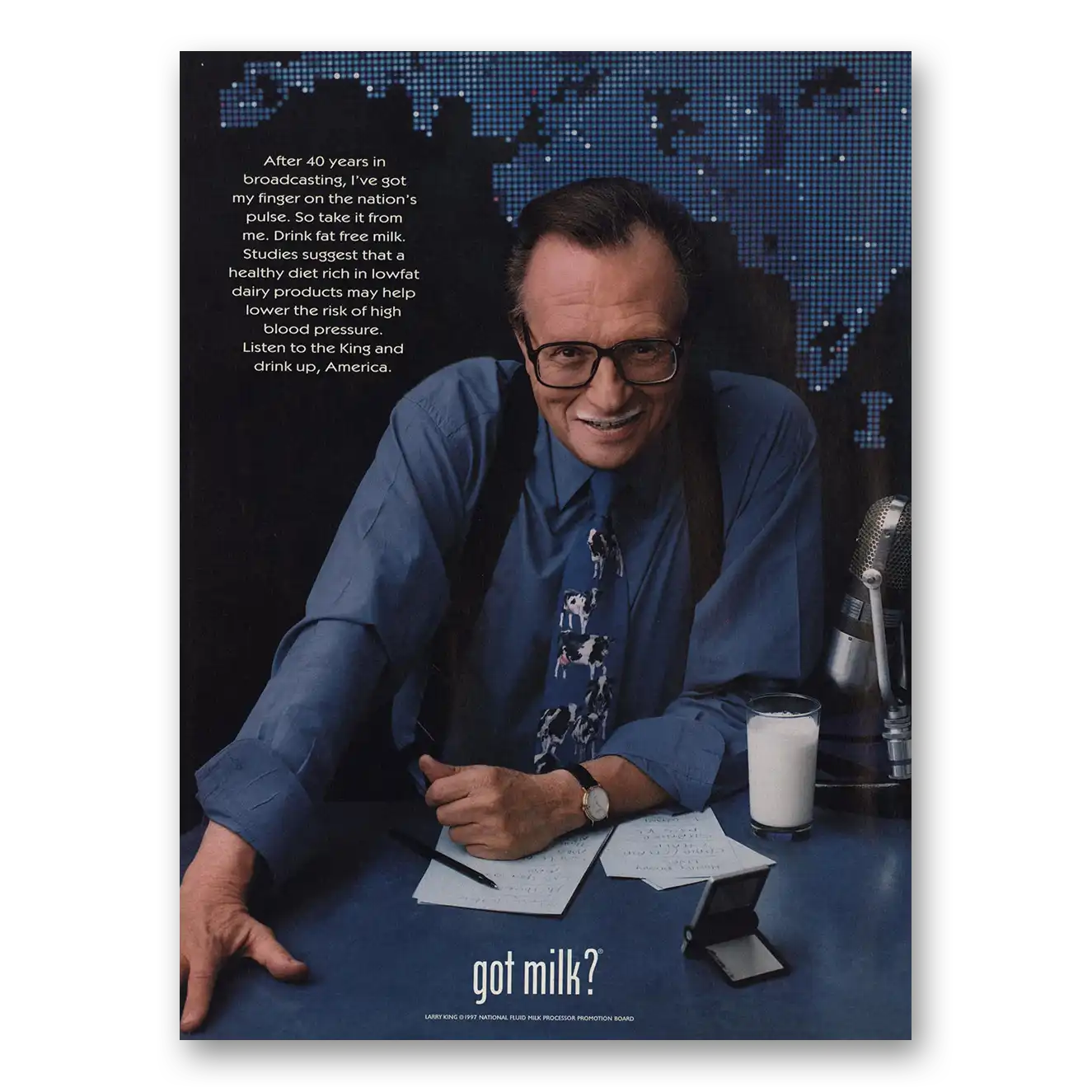 1998 Got Milk Got Milk Larry King Vintage Magazine Print Ad