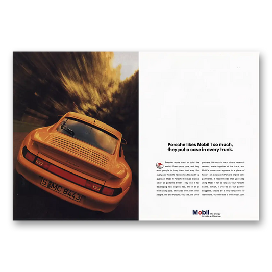 1998 Mobil Porsche Likes Mobil So Much Vintage Magazine Print Ad