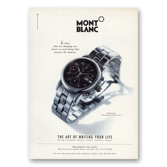 1998 Montblanc Watch Art of Writing Your Life Vintage Magazine Print Ad