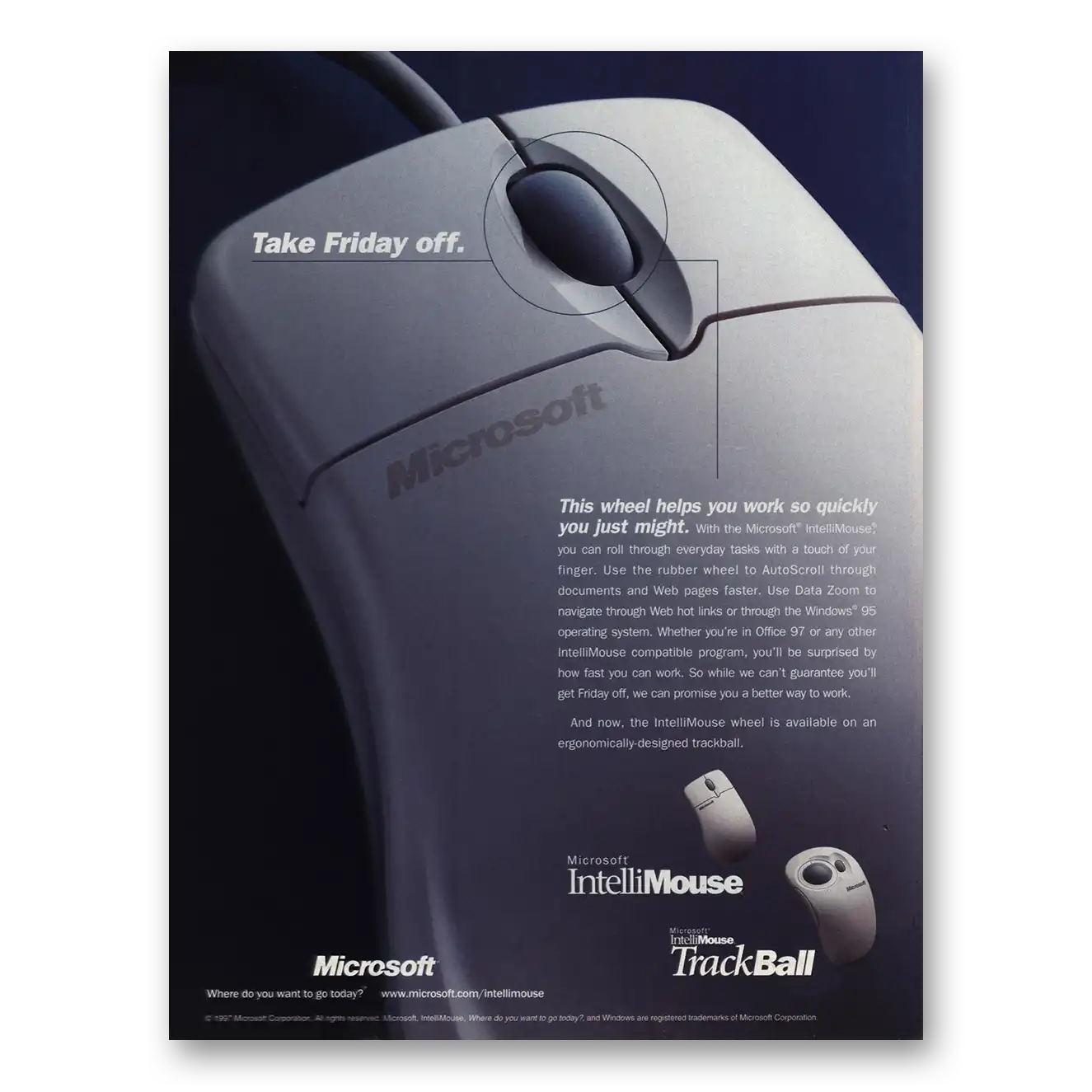 1998 Microsoft Take Friday Off Vintage Magazine Print Ad