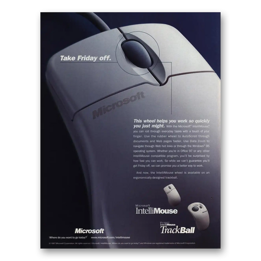 1998 Microsoft Take Friday Off Vintage Magazine Print Ad