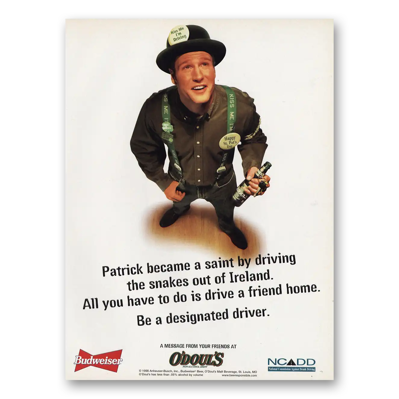 1998 ODouls Patrick Became a Saint Driving Snakes Out Vintage Magazine Print Ad