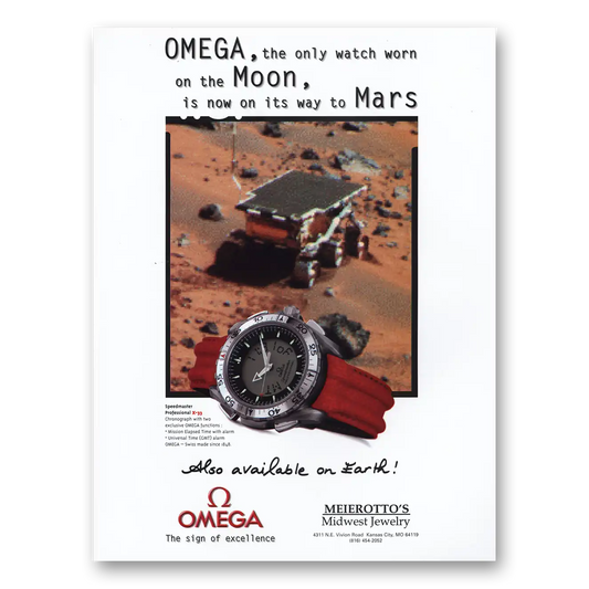 1998 Omega Watch Only Watch Worn On the Moon Now On Its Way to Mars Vintage Magazine Print Ad