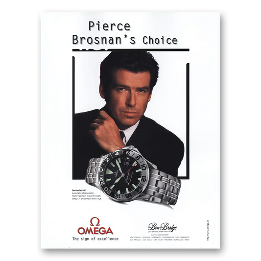 1998 Omega Seamaster Watch GMT Pierce Brosnan Vintage Magazine Print Ad