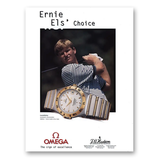 1998 Omega Watch Constellation Watch Ernie Els Choice Vintage Magazine Print Ad