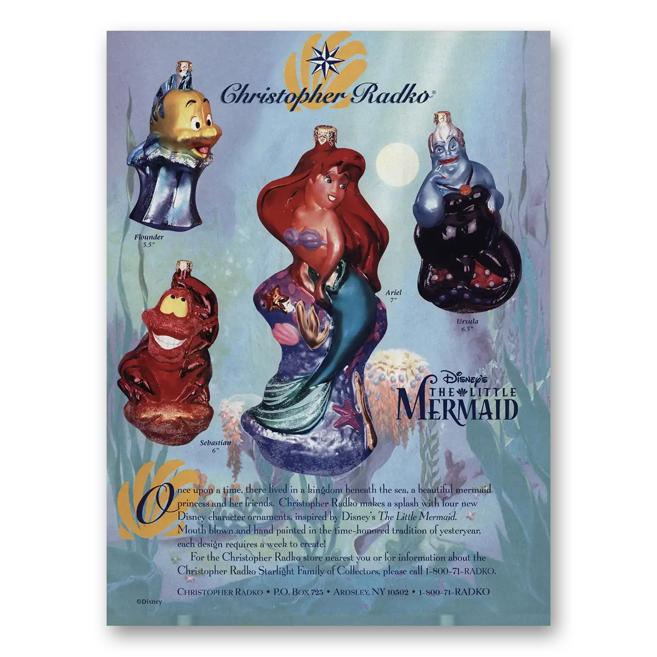 1998 Christopher Radko Little Mermaid Vintage Magazine Print Ad