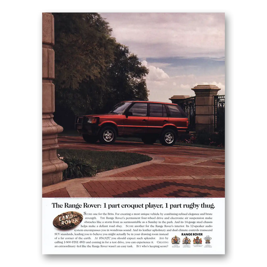 1998 Range Rover Croquet Player Rugby Thug Vintage Magazine Print Ad