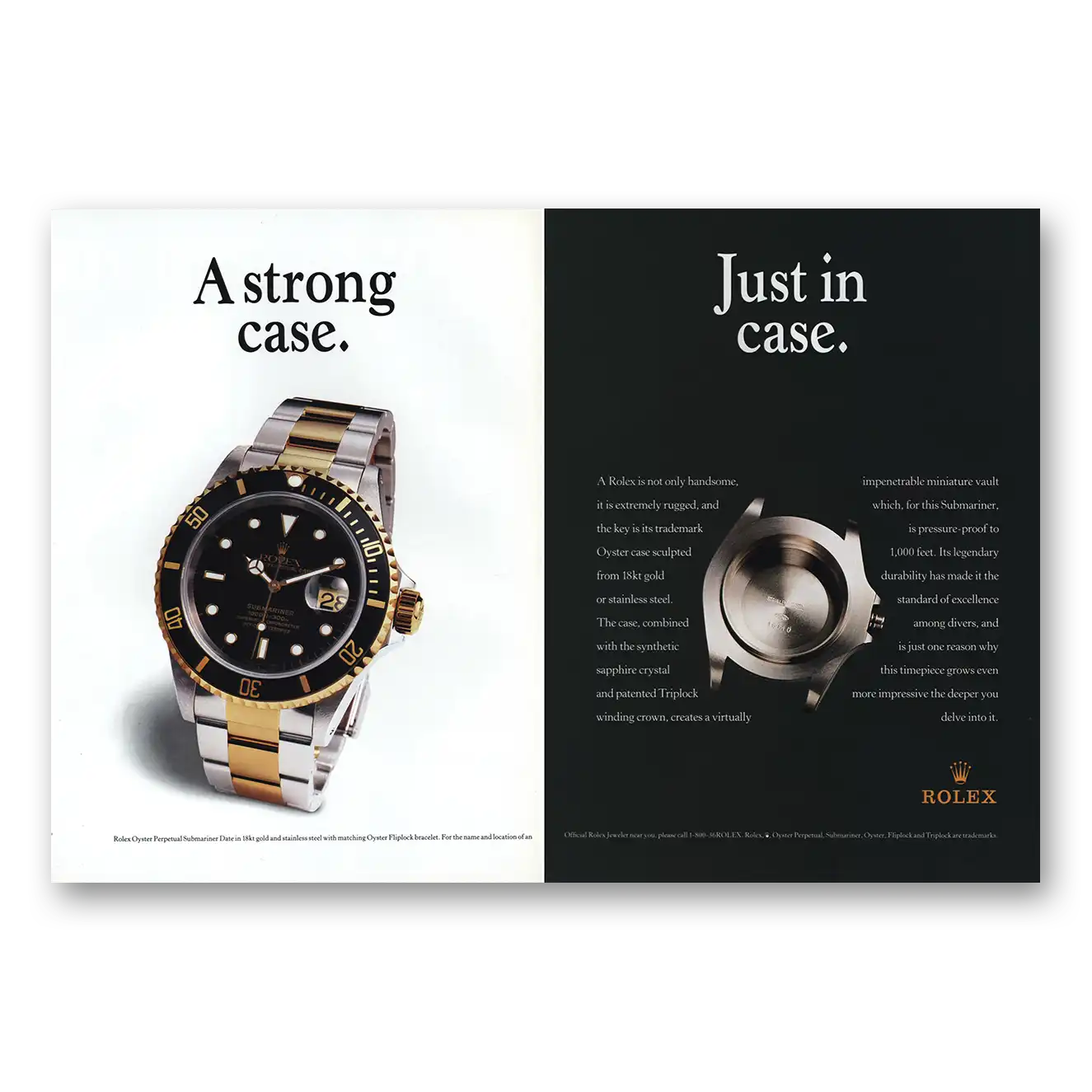 1998 Rolex Strong Case Just In Case Vintage Magazine Print Ad