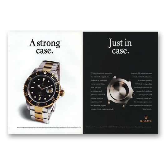 1998 Rolex Strong Case Just In Case Vintage Magazine Print Ad