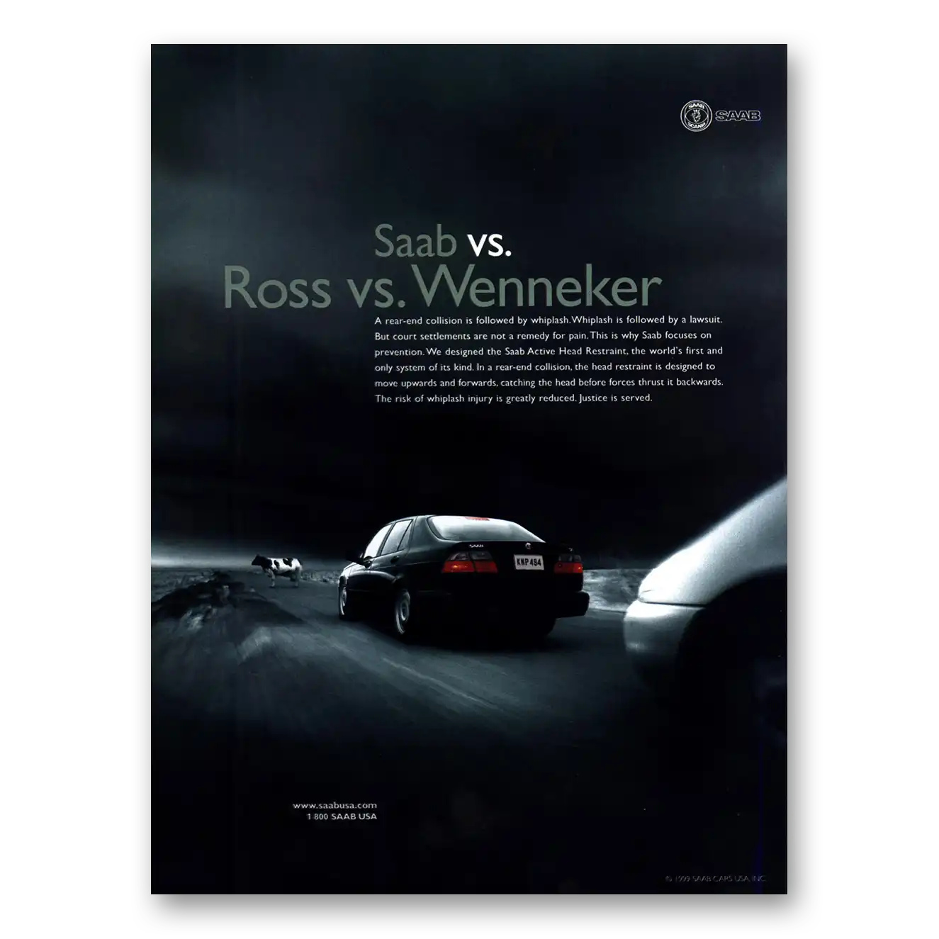 1998 Saab Ross vs Wenneker Vintage Magazine Print Ad