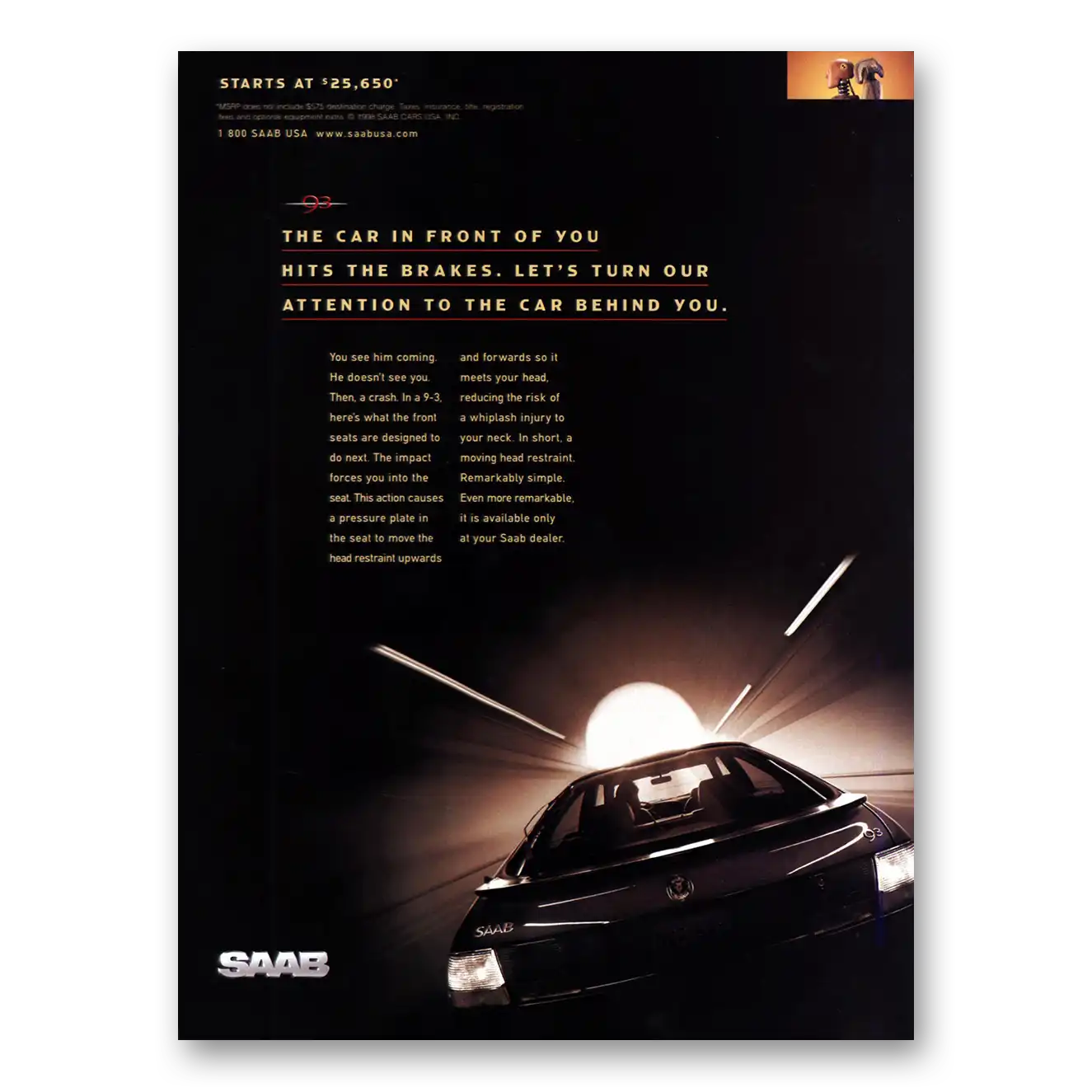 1998 Saab This Car In Front of You Vintage Magazine Print Ad