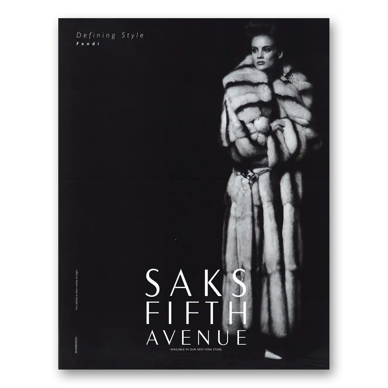 1998 Saks Fifth Avenue Defining Style Fendi Vintage Magazine Print Ad