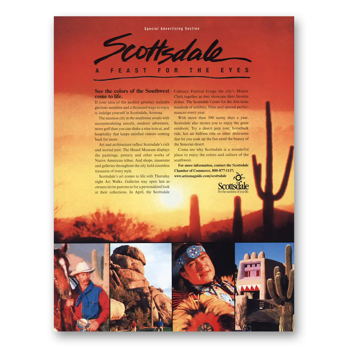 1998 Scottsdale Arizona Feast for the Eyes Vintage Magazine Print Ad