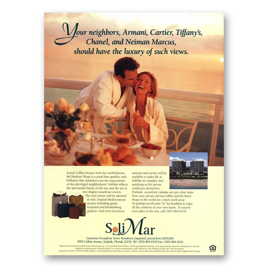 1998 SoliMar Residences Surfside Florida Vintage Magazine Print Ad