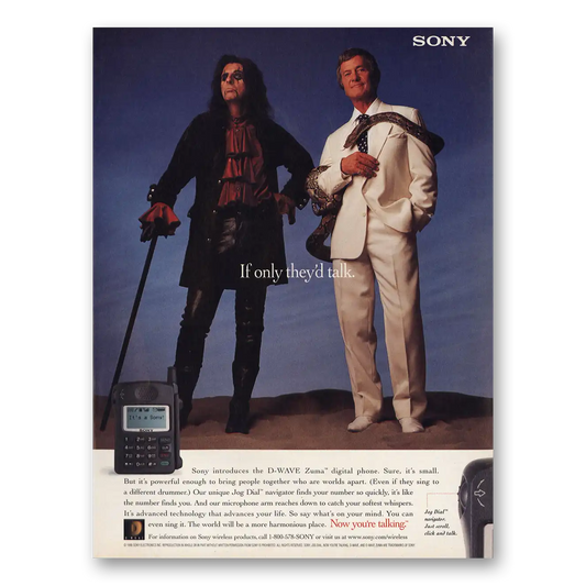 1998 Sony Telephone Zuma Digital Phone Alice Cooper and Pat Boone Vintage Magazine Print Ad