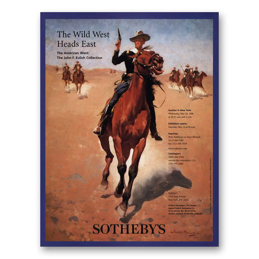 1998 Sothebys Wild West Heads East Vintage Magazine Print Ad