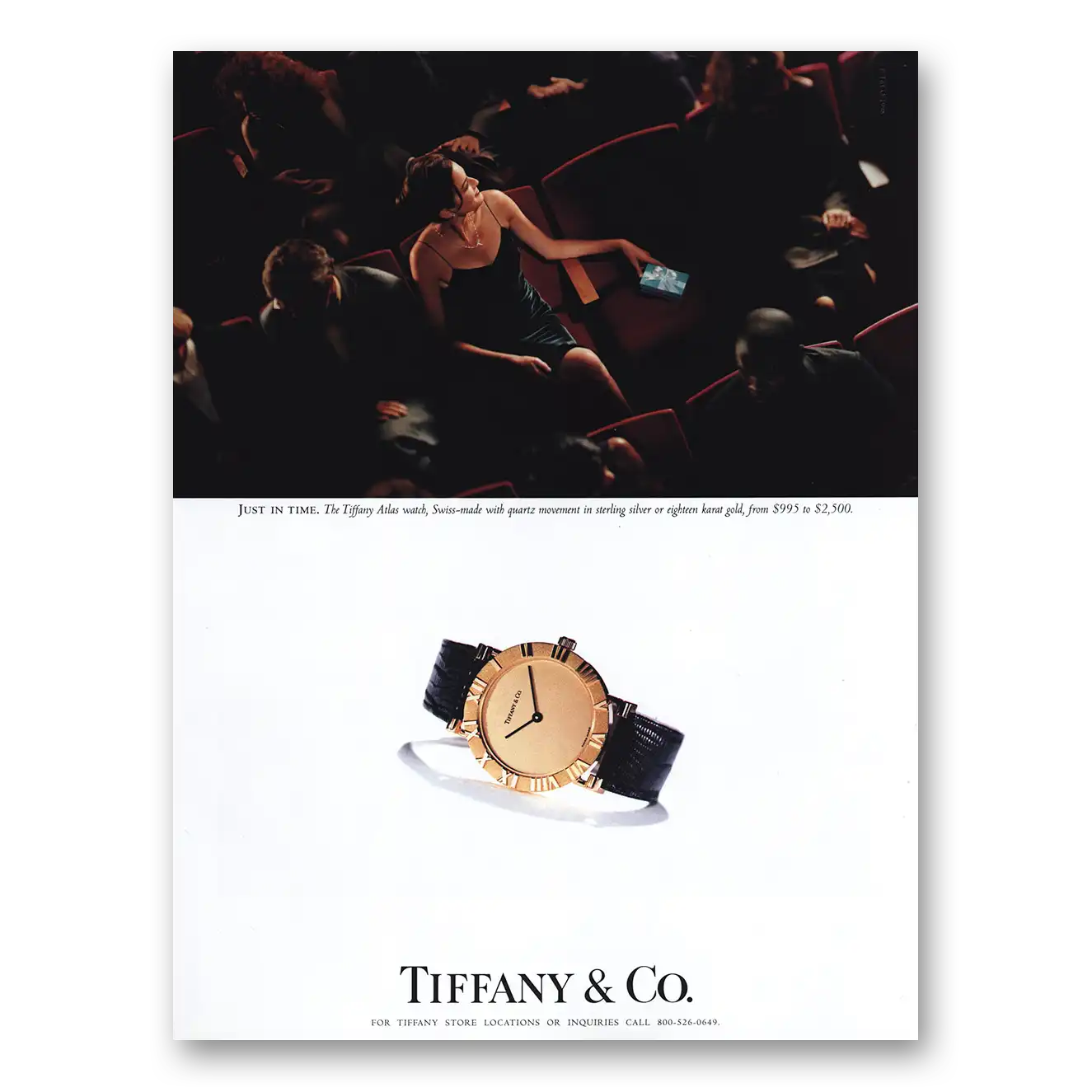 1998 Tiffany & Co Watches Atlas Watch Vintage Magazine Print Ad