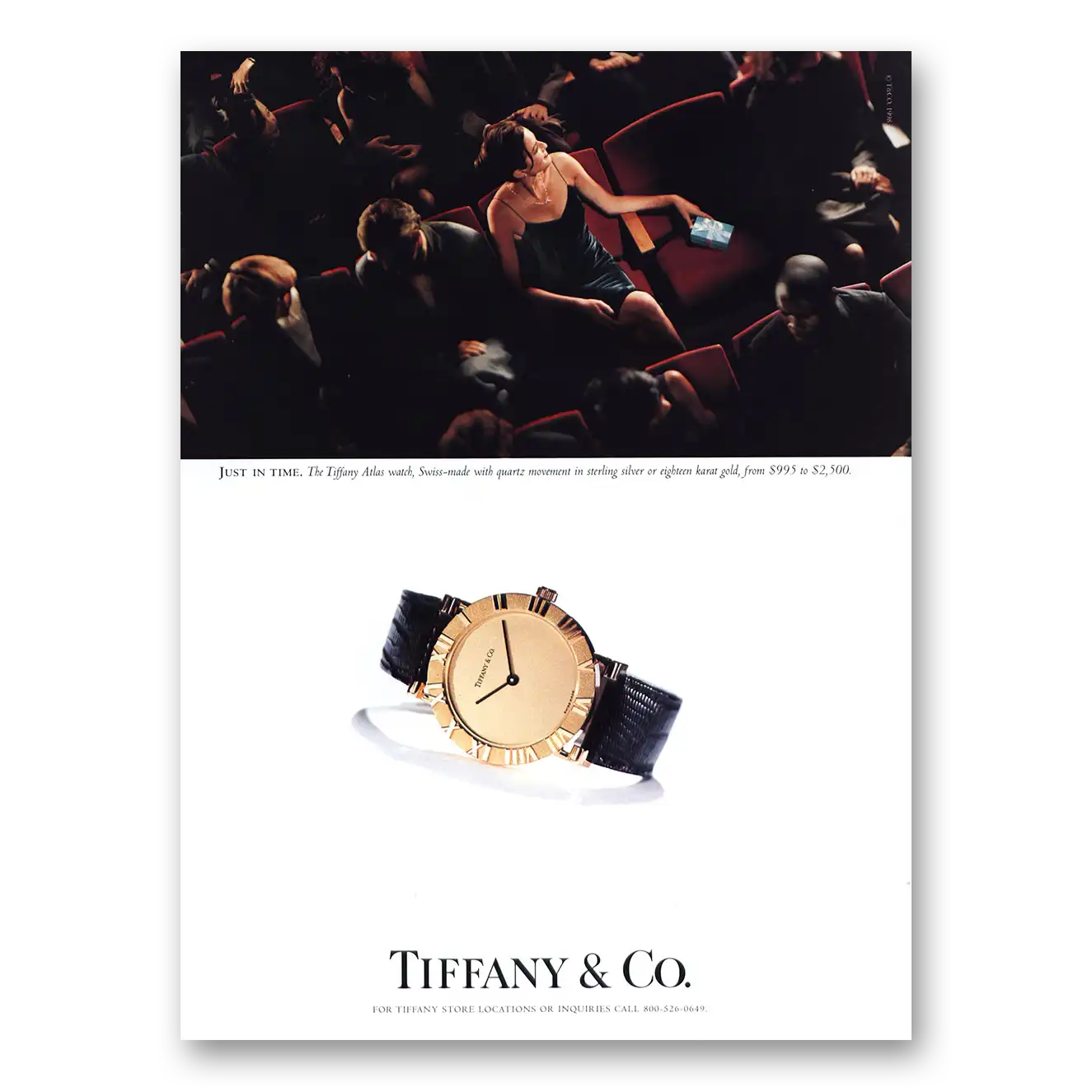 1998 Tiffany & Co Watches Atlas Watch Just In Time Vintage Magazine Print Ad