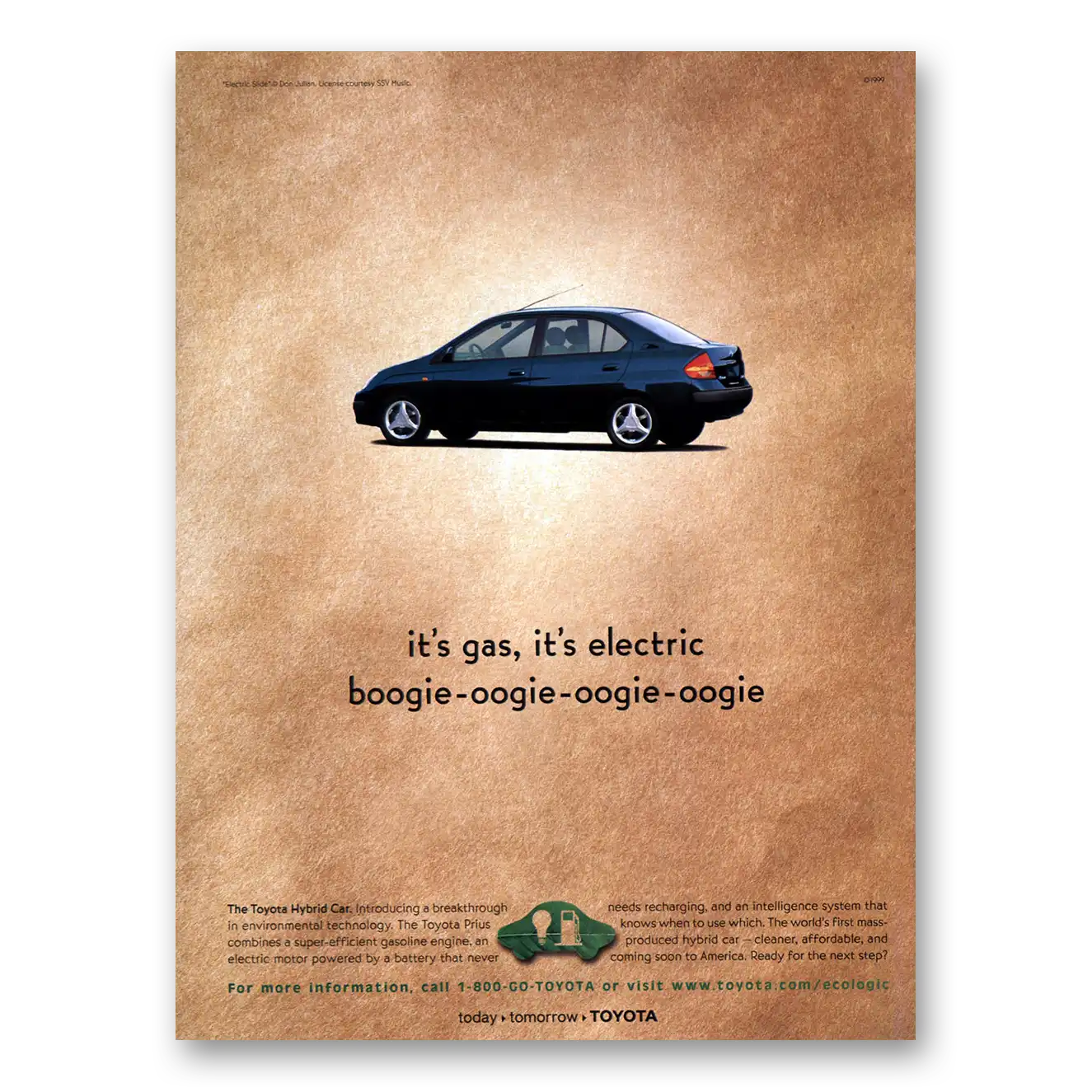 1998 Toyota Hybrid Gas Electric Boogie Oogie Vintage Magazine Print Ad