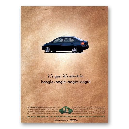 1998 Toyota Hybrid Gas Electric Boogie Oogie Vintage Magazine Print Ad