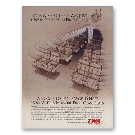 1998 TWA Airlines Trans World First Vintage Magazine Print Ad