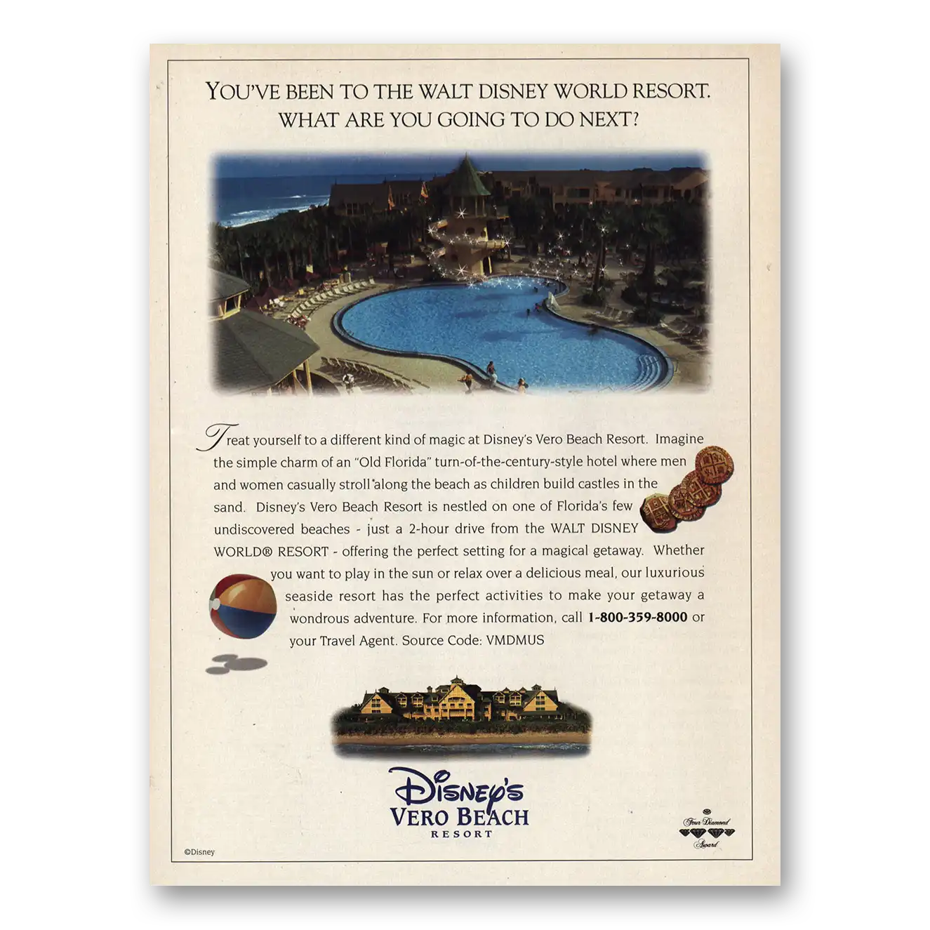 1998 Disneys Vero Beach Resort What Are You Going to Do Next Vintage Magazine Print Ad