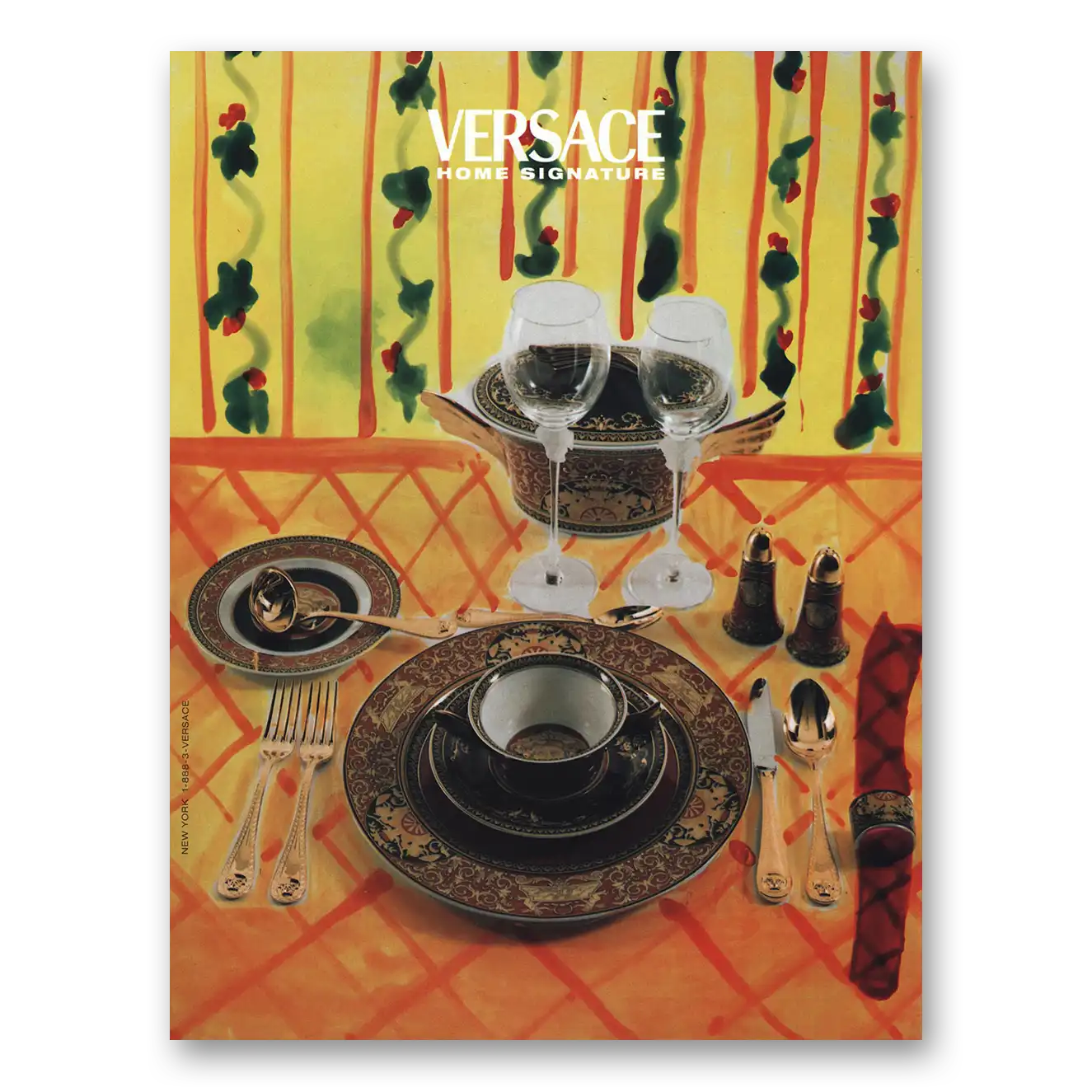 1998 Versace Home Signature Home Signature Dishes Vintage Magazine Print Ad