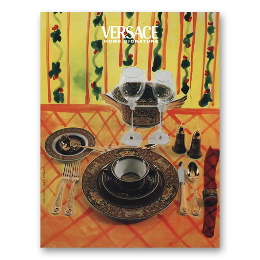 1998 Versace Home Signature Home Signature Dishes Vintage Magazine Print Ad