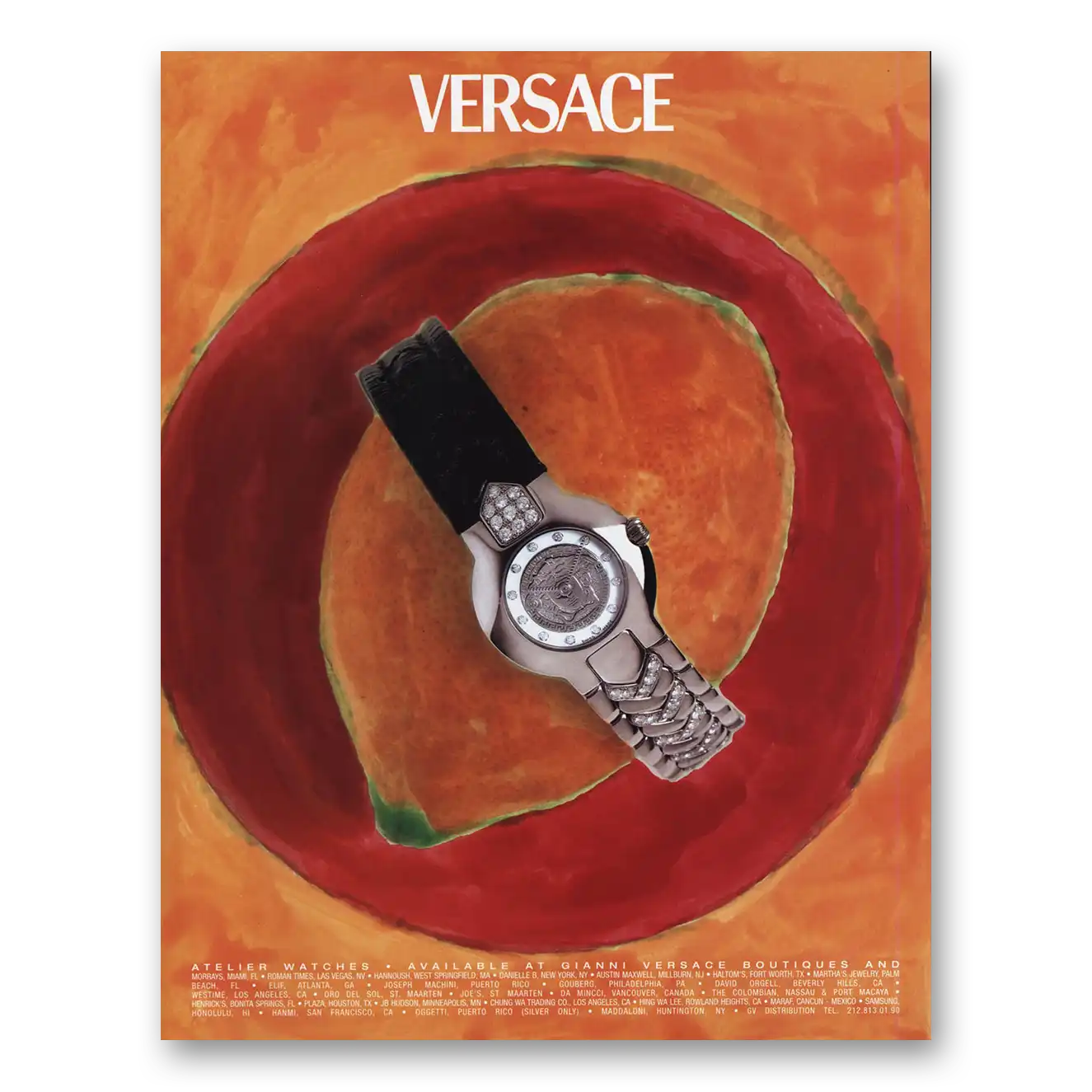 1998 Versace Watches Atelier Watches Vintage Magazine Print Ad