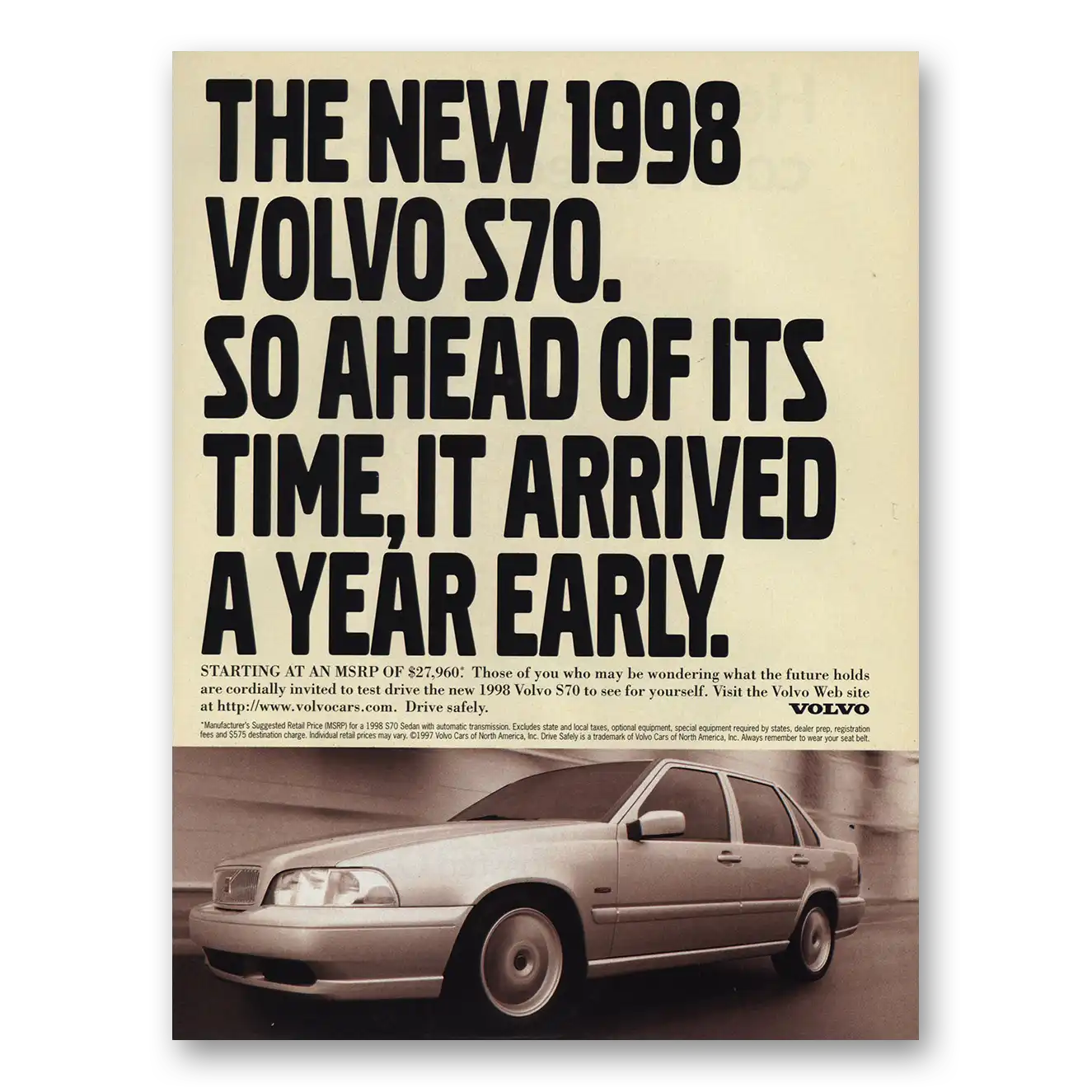 1998 Volvo So Ahead Of Its Time Vintage Magazine Print Ad