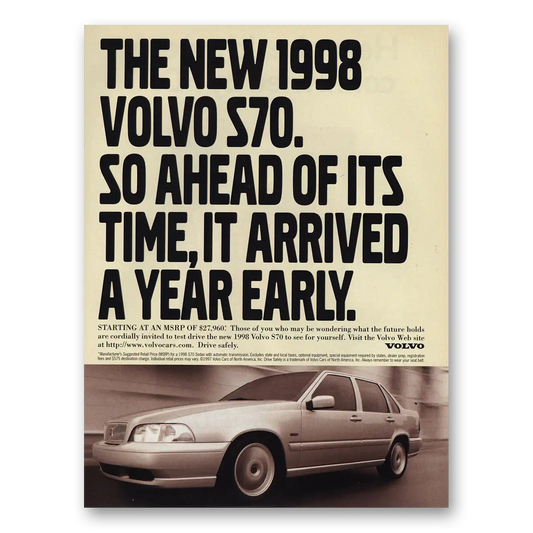 1998 Volvo So Ahead Of Its Time Vintage Magazine Print Ad