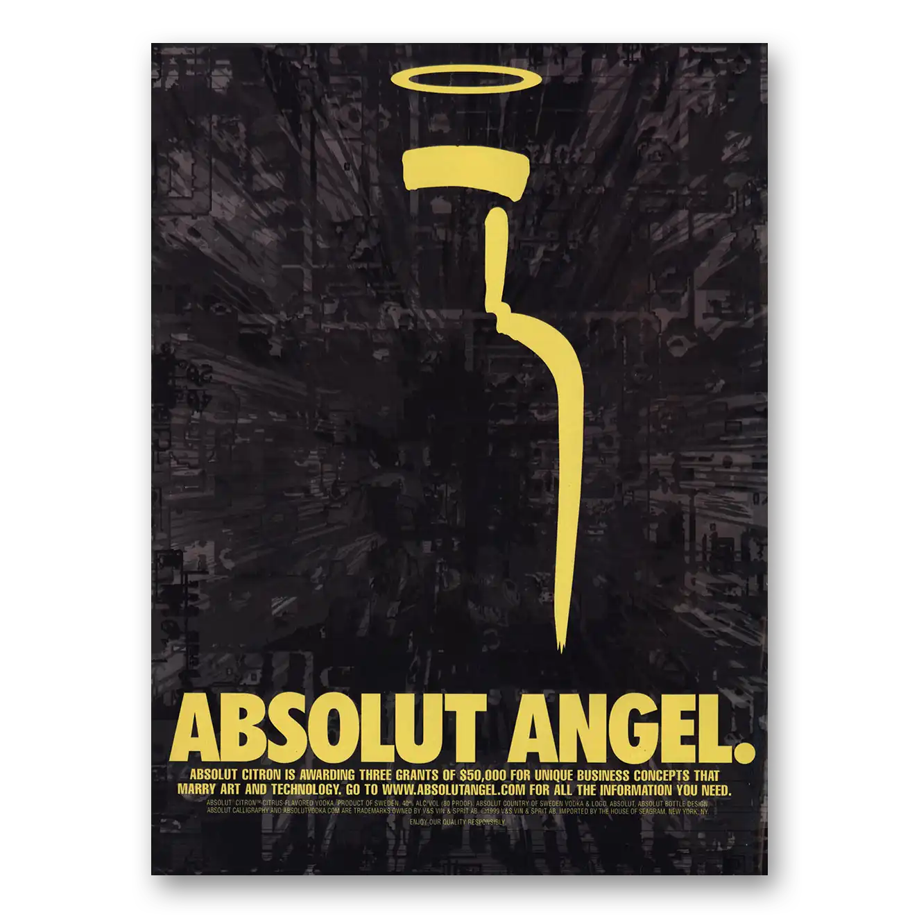 1999 Absolut Vodka Absolut Angel Vintage Magazine Print Ad