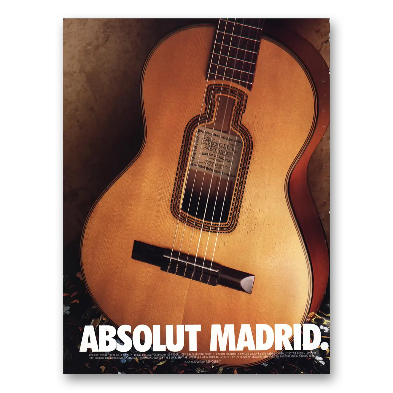 1999 Absolut Vodka Absolut Madrid Vintage Magazine Print Ad