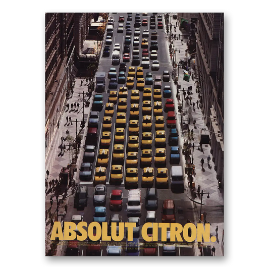 1999 Absolut Vodka Absolut Citron Yellow Taxis Vintage Magazine Print Ad