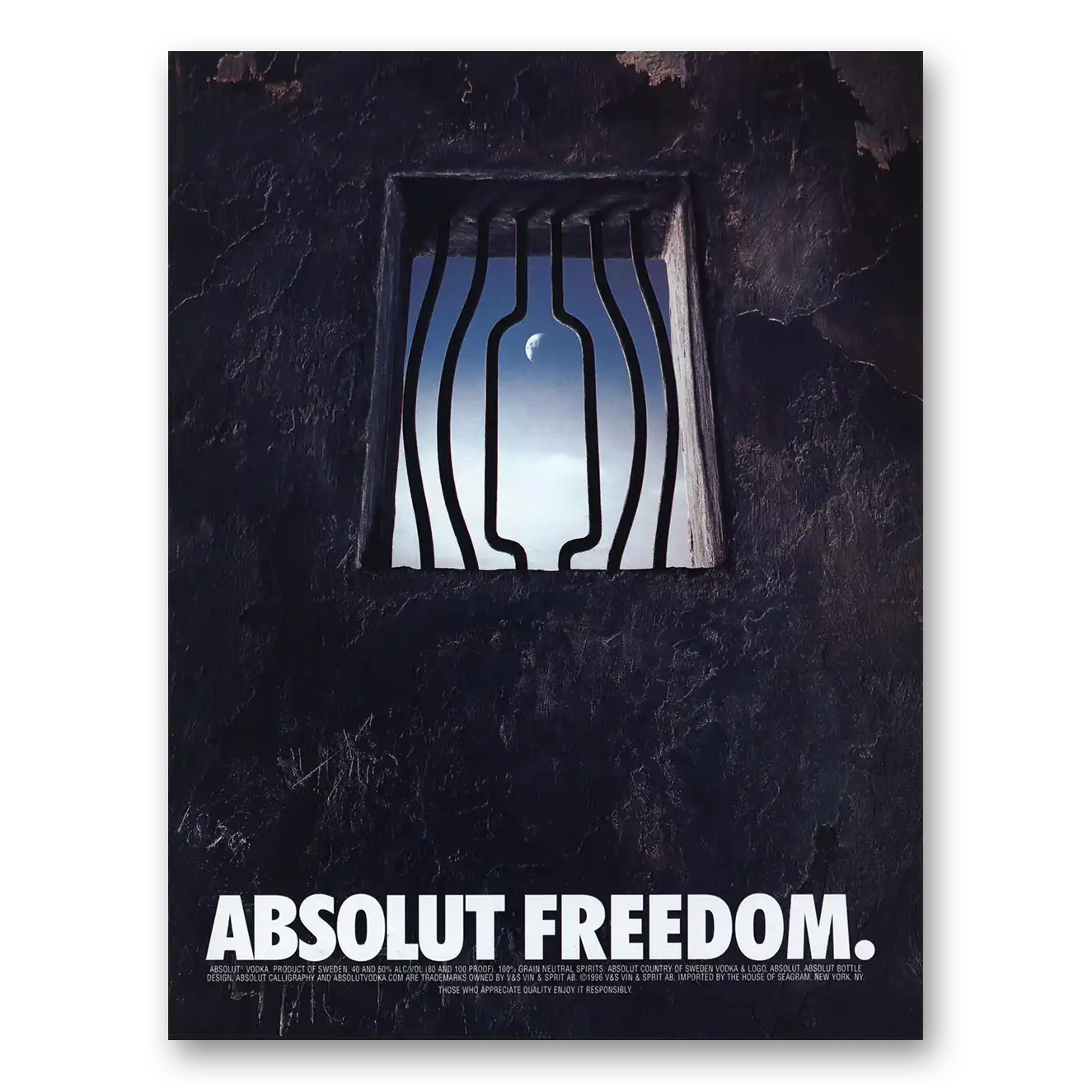 1999 Absolut Vodka Absolut Freedom Vintage Magazine Print Ad