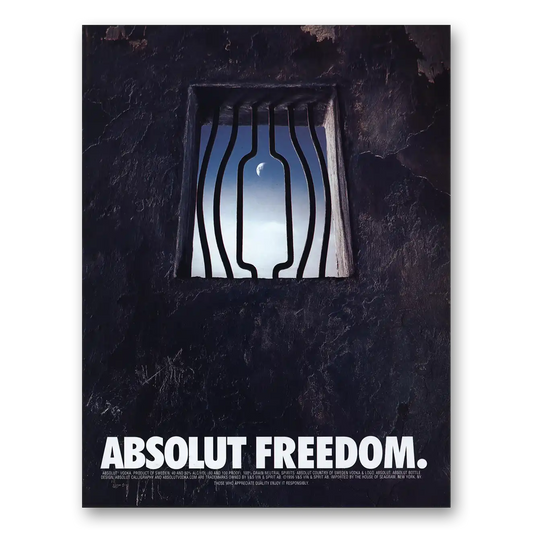 1999 Absolut Vodka Absolut Freedom Vintage Magazine Print Ad