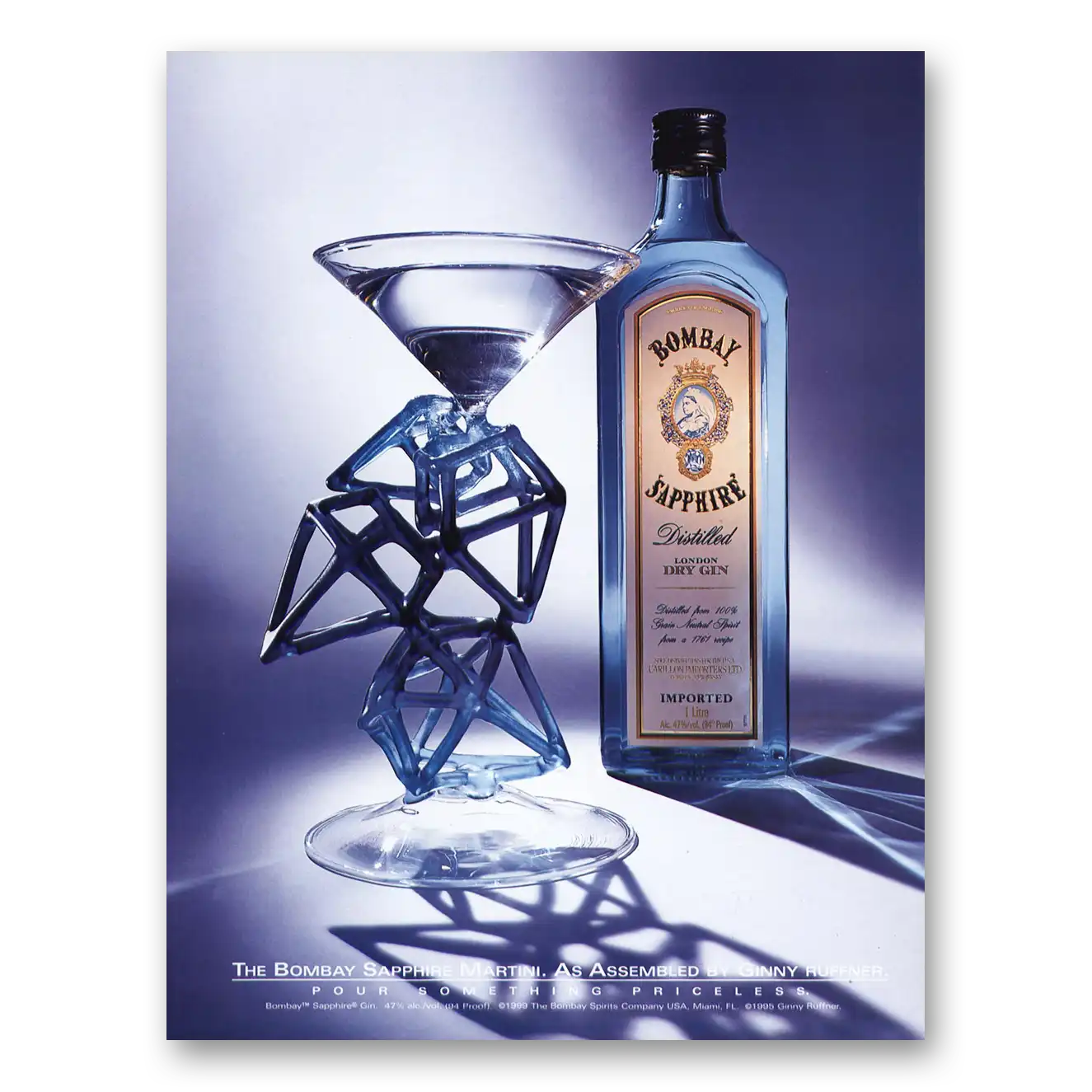 1999 Bombay Sapphire Gin Ginny Ruffner Vintage Magazine Print Ad