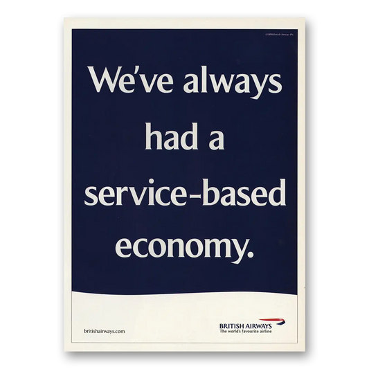 1999 British Airways BOAC Service Based Economy Vintage Magazine Print Ad