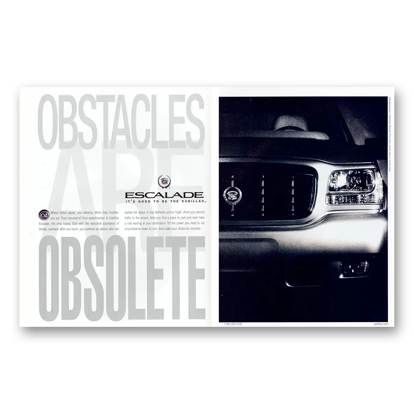 1999 Cadillac Escalade Obstacles Vintage Magazine Print Ad