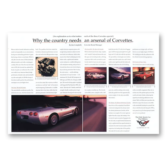 1999 Chevrolet Corvette Corvette Country Needs An Arsenal Vintage Magazine Print Ad