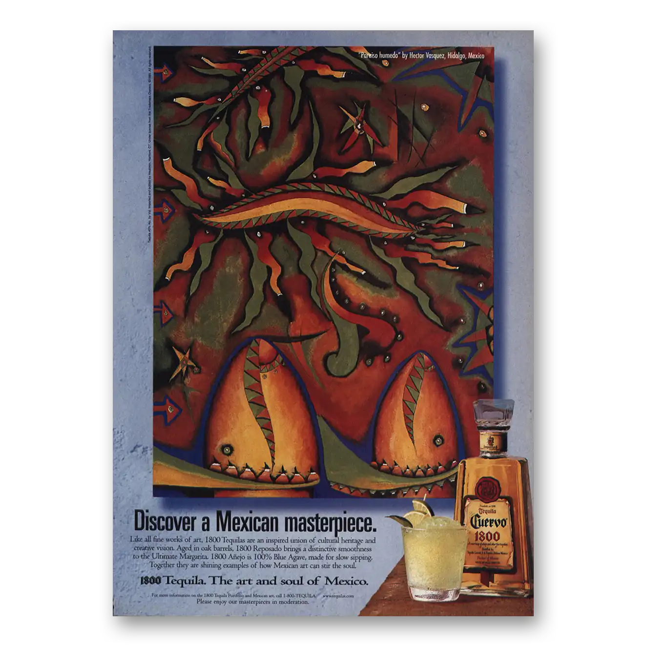 1999 Cuervo 1800 Mexican Masterpiece Vintage Magazine Print Ad