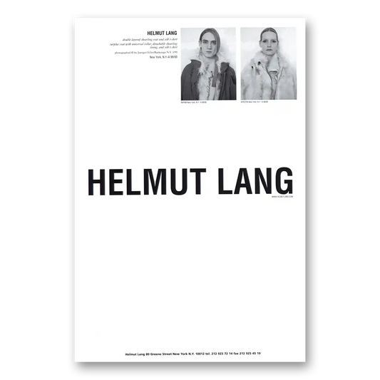 1999 Helmut Lang Double Layered Shearling Coat Vintage Magazine Print Ad