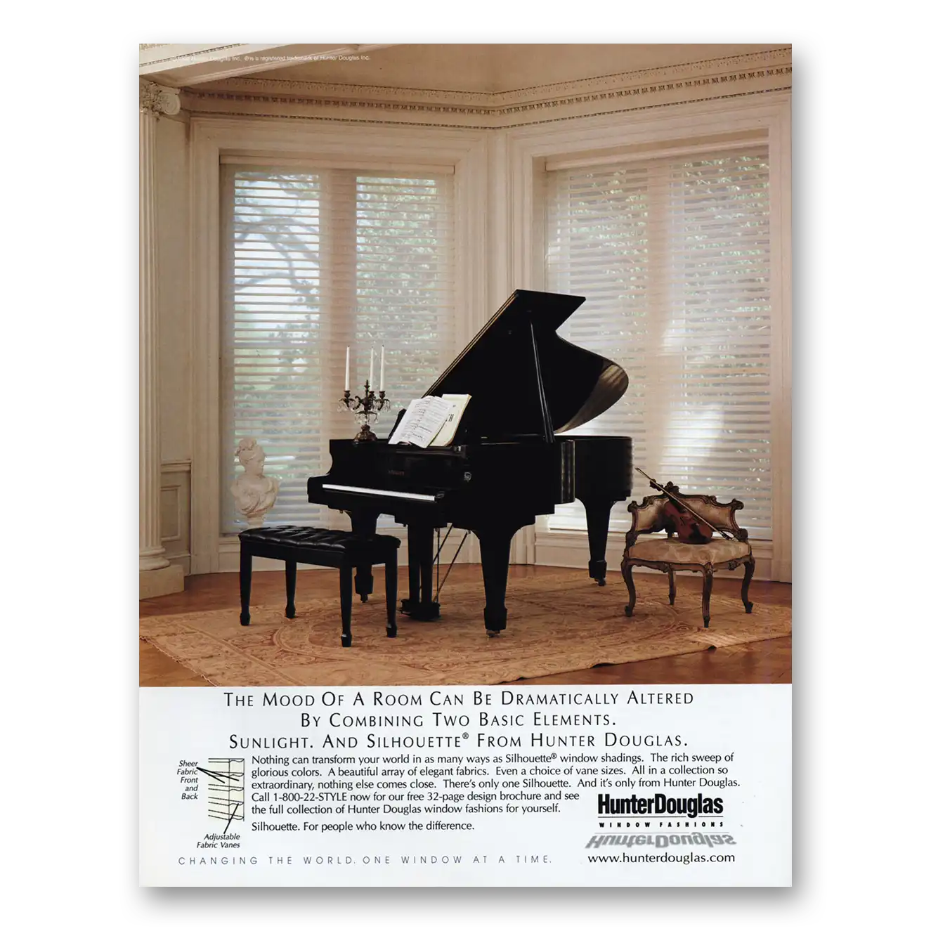 1999 Hunter Douglas Mood of Room Dramatically Altered Vintage Magazine Print Ad