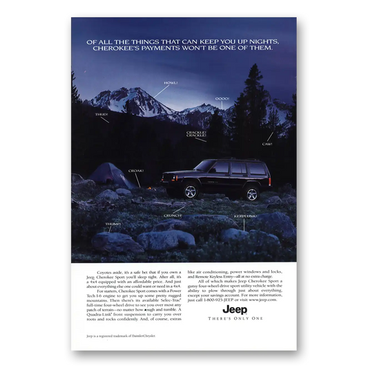 1999 Jeep Grand Cherokee Keep You Up at Nights Vintage Magazine Print Ad