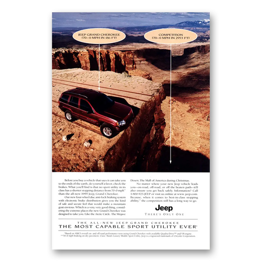 1998 Jeep Grand Cherokee Most Capable Sport Utility Vintage Magazine Print Ad