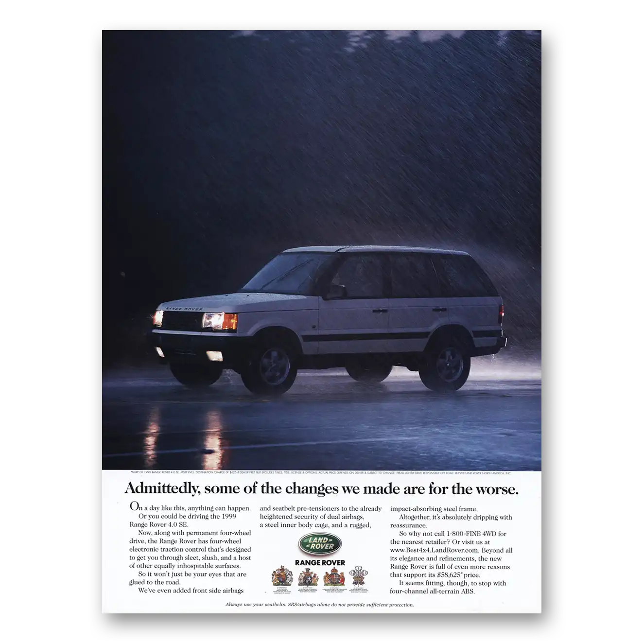 1999 Land Rover Some Changes We Made Are for the Worse Vintage Magazine Print Ad