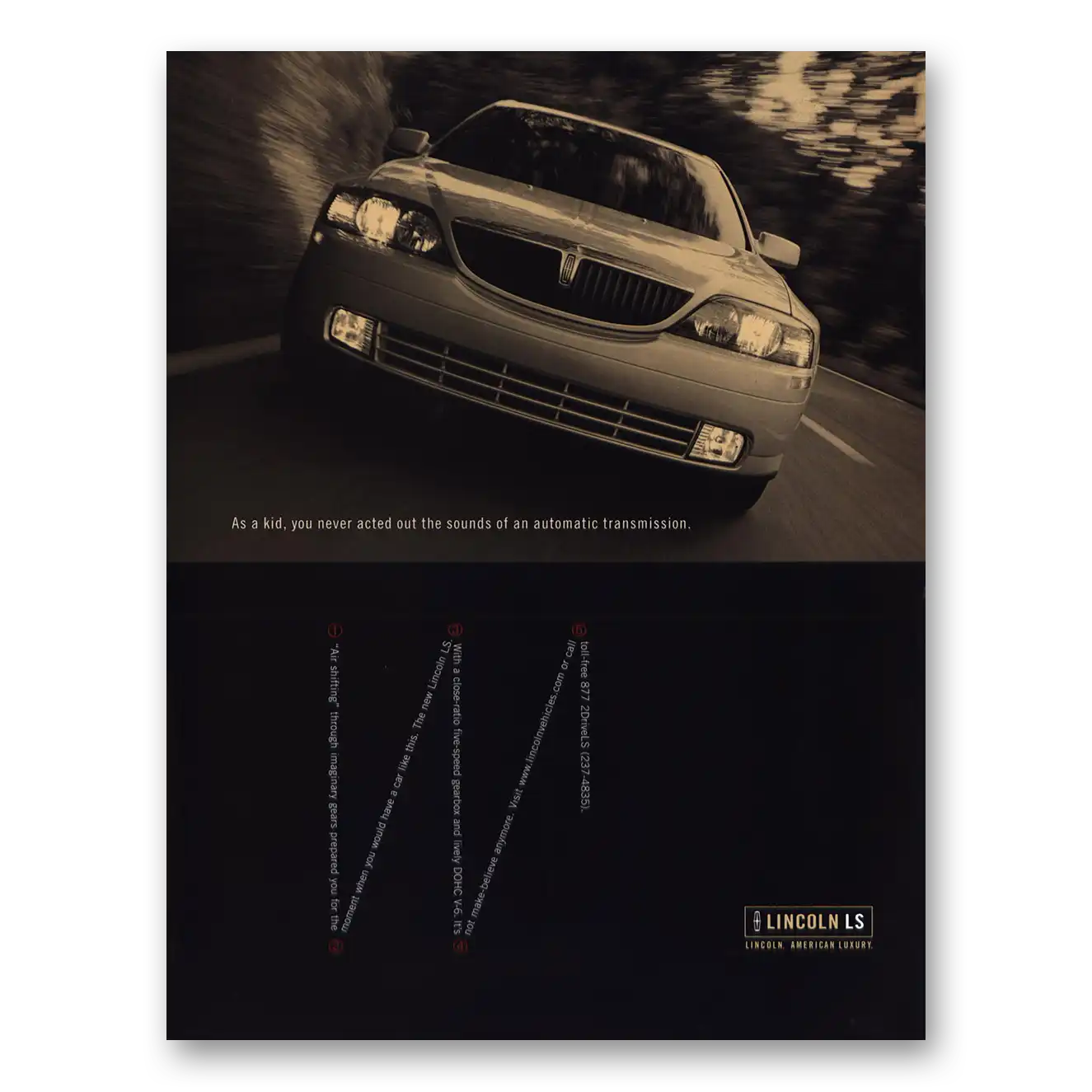 1999 Lincoln LS As a Kid You Never Acted Out Sounds Vintage Magazine Print Ad