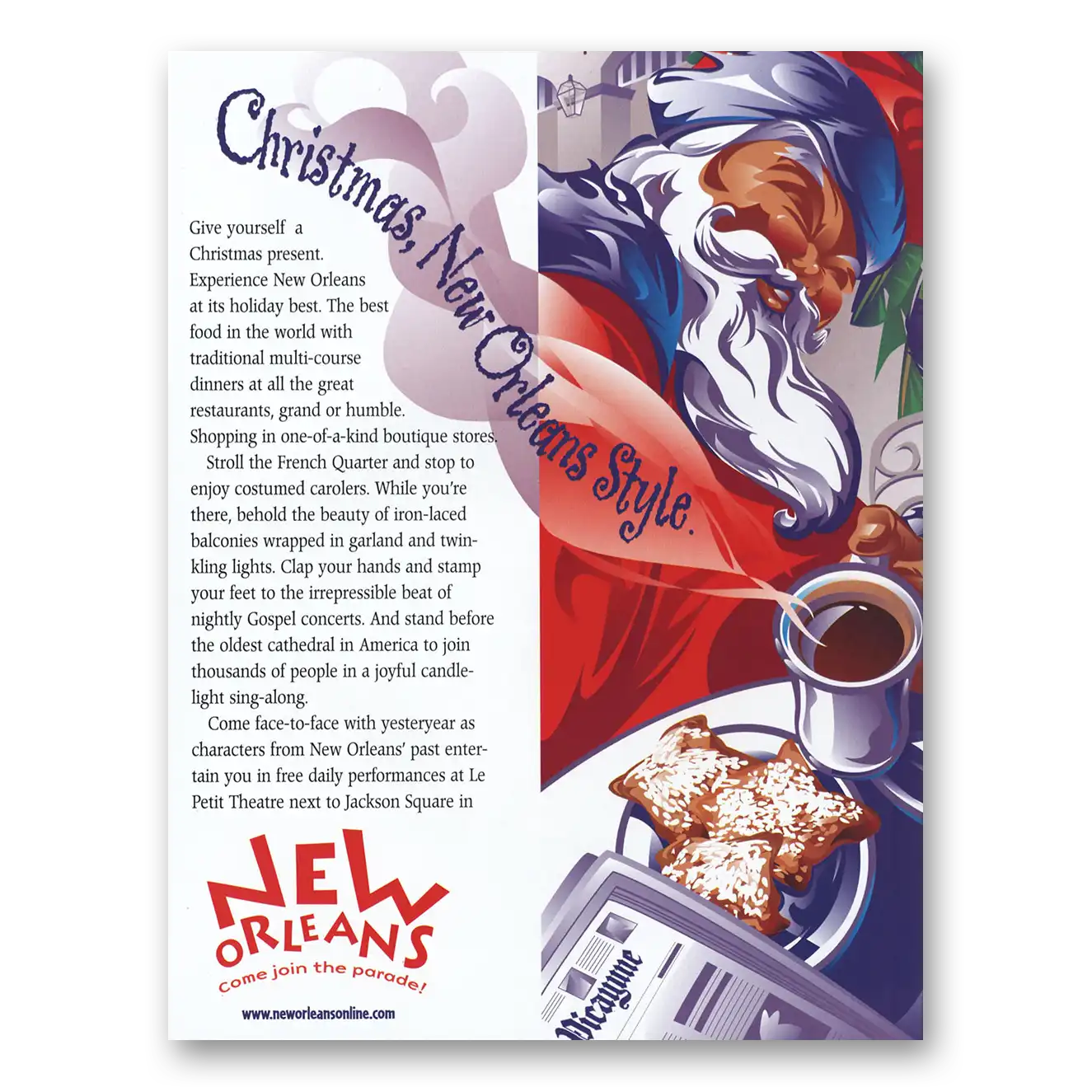 1999 New Orleans Louisiana Christmas New Orleans Style Vintage Magazine Print Ad